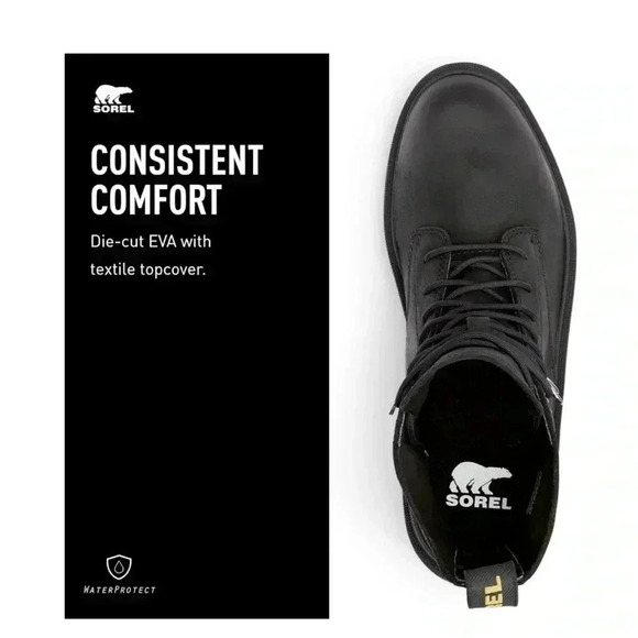 Sorel Women's Hi-Line Lace Boots waterproof Size 9 Black Shelf pull looks NEW - Picture 3 of 14